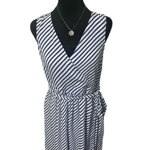 Loft Blue and White Striped Sleeveless Dress